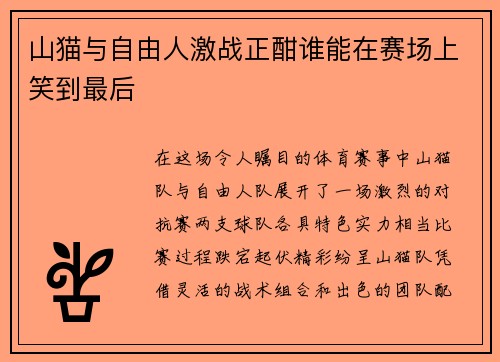 山猫与自由人激战正酣谁能在赛场上笑到最后