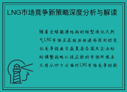 LNG市场竞争新策略深度分析与解读